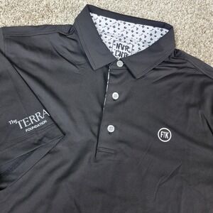 NVR LND Mens Large Solid Black Performance Stretch Golf Polo Short Sleeve